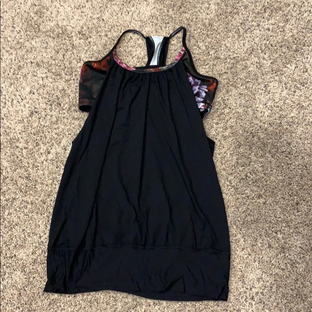 Lulu Lemon Bra and Tank Black and Floral